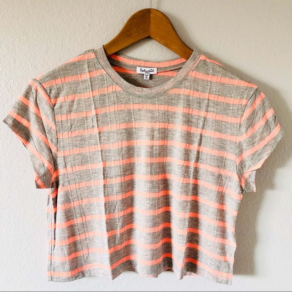 Splendid Striped Ribbed Crop Top